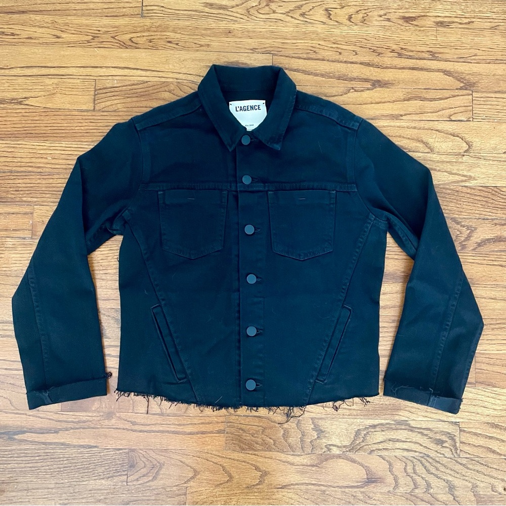 L’Agence Janelle Black Denim Jacket Women’s Size Medium BRAND NEW WITH TAGS